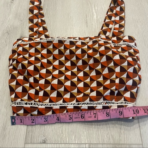 Forever21 Brown Aztec Sleeveless Thin Strap Cropped Tank Top Size Small - Picture 6 of 10